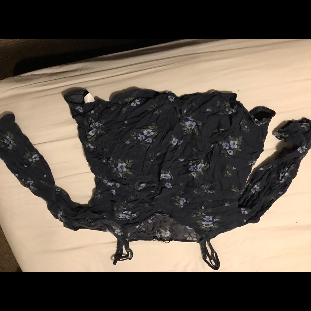 Navy blue off shoulder shirt